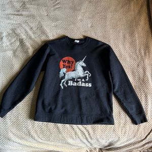 Badass Unicorn Black Crew Pullover